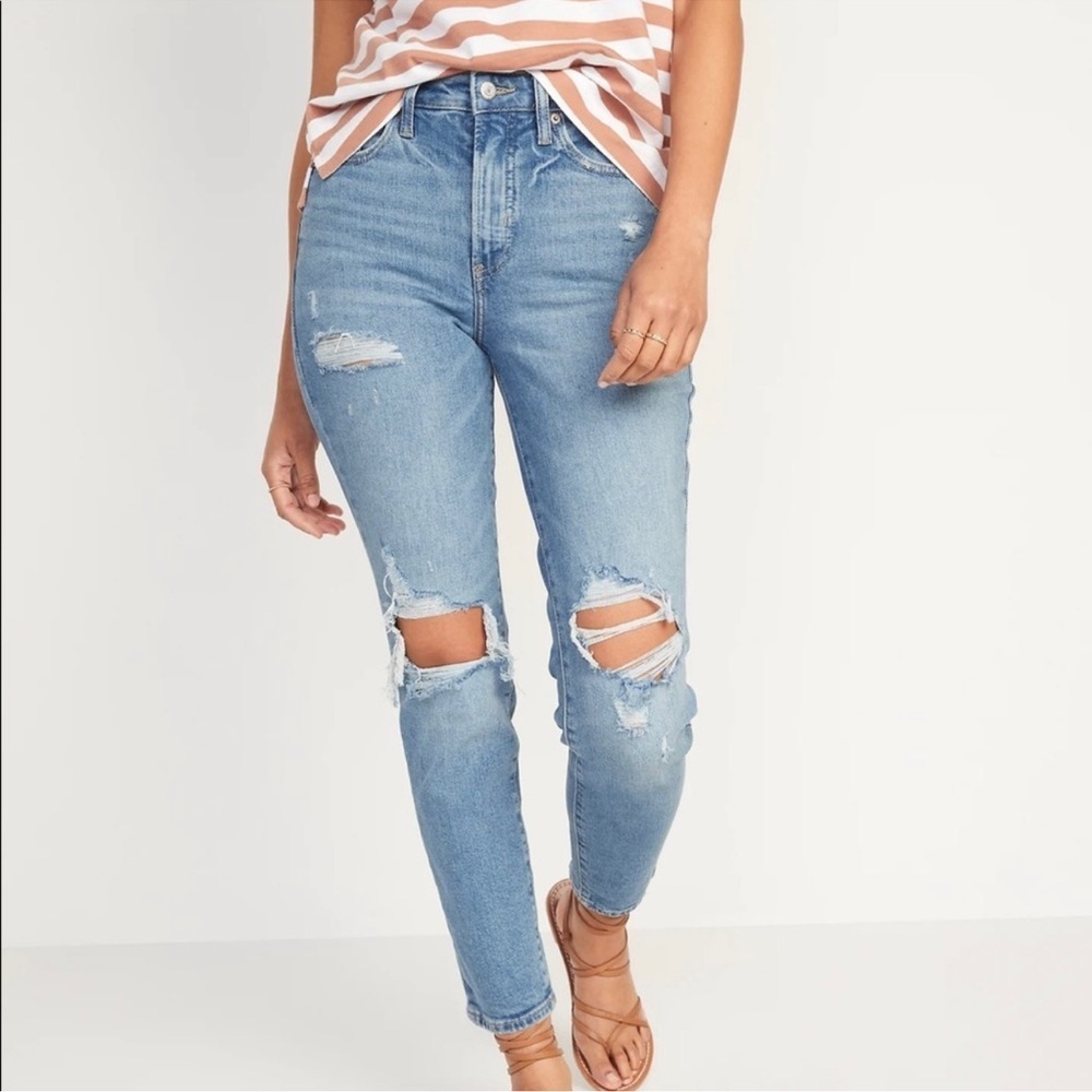 Old Navy Higher High-Rise O.G. Straight Secret Slim Pockets Jeans in Dahlia 12T